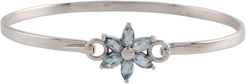 NOVICA Artisan Blue Topaz Pendant Bracelet and Sterling Silver Floral from India Birthstone [7 in Inner Circ. x 0.1 in W Pendant(s) 0.6 in L x 0.6 in W x 0.2 in D] ' Marquise Flower' in Saudi Arabia