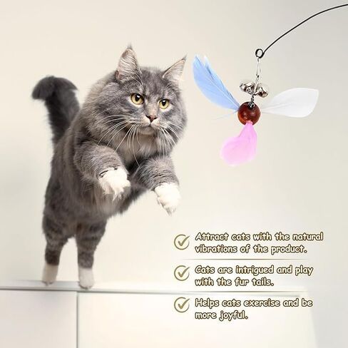 Cat Feather Wand for Endless Interactive Play, Cat Wand Toy to Stimulate Natural Instincts, Perfect Cat Fishing Pole Toy with Durable PVC Rod for Indoor Cats in Saudi Arabia