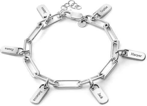 Mynamenecklace سوار Rory الشخصي مع سحر العلامات المخصصة - خيار الماس - بواسطة Myka in Kuwait