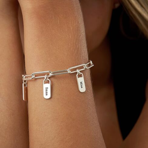 Mynamenecklace سوار Rory الشخصي مع سحر العلامات المخصصة - خيار الماس - بواسطة Myka in Kuwait