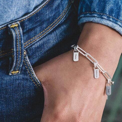 Mynamenecklace سوار Rory الشخصي مع سحر العلامات المخصصة - خيار الماس - بواسطة Myka in Kuwait