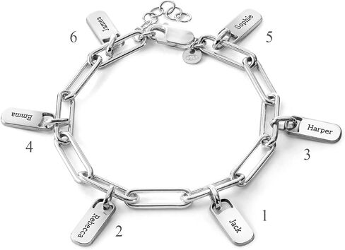 Mynamenecklace سوار Rory الشخصي مع سحر العلامات المخصصة - خيار الماس - بواسطة Myka in Kuwait