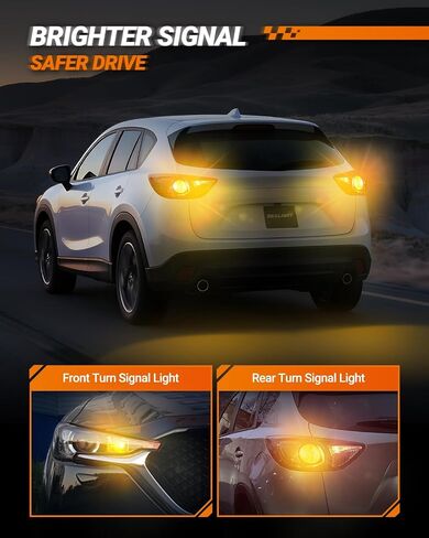SEALIGHT Turn Signal Light Bulbs 3157 LED Bulb Amber, 700% Brighter 3156 3057 4157 4114 LED Bulb 57-SMD LED Chipset with Projector Len & Load Resistor for Turn Signal Light, Parking Light, Box of 4 in Kuwait