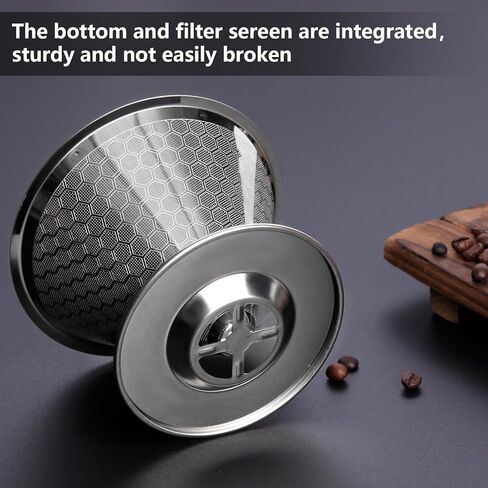 Pour Over Coffee Dripper, Fine Mesh Double Layer Metal Cone Filter Stainless Steel Coffee Filter, Slow Drip Reusable Coffee Filter Single Cup Coffee Maker 1-4 Cup in Saudi Arabia