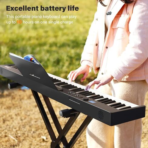 BESFAN 88 Keys Portable Piano Keyboard, Folding Electric Piano with Full Size Semi-Weighted Keyboard, Daul Speaker, Suitable for Kids Adults, White in Kuwait
