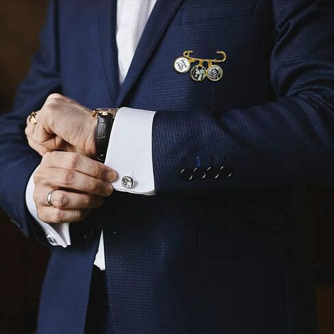 Andaz Press Personalized Photo Memorial Boutonniere Button Cloisonne Lapel Pin for Wedding, Gold in Saudi Arabia