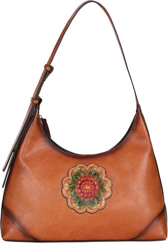 Patterned Genuine Leather Shoulder Bag for Women Top Handle 2 Way Purse with Gift Box Artistic Vintage Style in Saudi Arabia