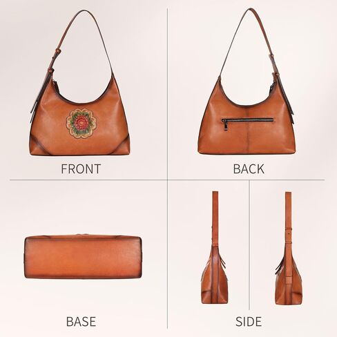Patterned Genuine Leather Shoulder Bag for Women Top Handle 2 Way Purse with Gift Box Artistic Vintage Style in Saudi Arabia
