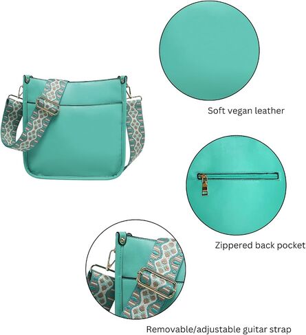 Posie Crossbody Bags for Women Trendy Vegan Leather Hobo Purses Shoulder Handbags with Wide Adjustable Guitar Strap in Saudi Arabia