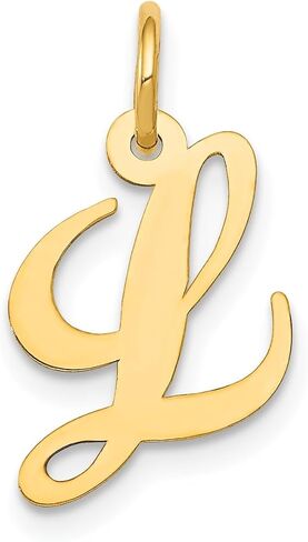 Jewelry Affairs 10K Yellow Gold Script Letter Initial Pendant Charm, 16x15mm in Saudi Arabia