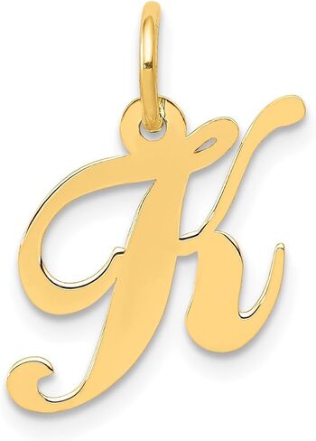 Jewelry Affairs 10K Yellow Gold Script Letter Initial Pendant Charm, 16x15mm in Saudi Arabia