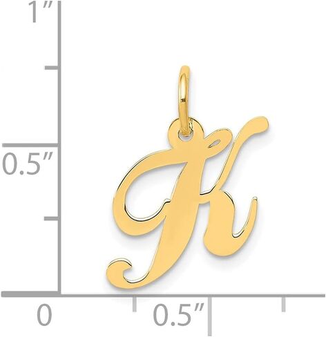 Jewelry Affairs 10K Yellow Gold Script Letter Initial Pendant Charm, 16x15mm in Saudi Arabia
