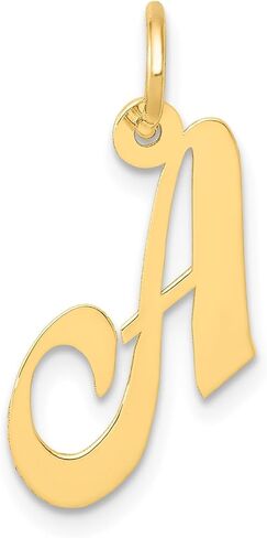 Jewelry Affairs 10K Yellow Gold Script Letter Initial Pendant Charm, 16x15mm in Saudi Arabia