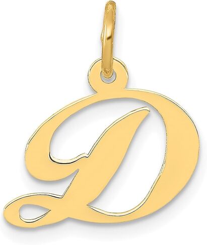 Jewelry Affairs 10K Yellow Gold Script Letter Initial Pendant Charm, 16x15mm in Saudi Arabia