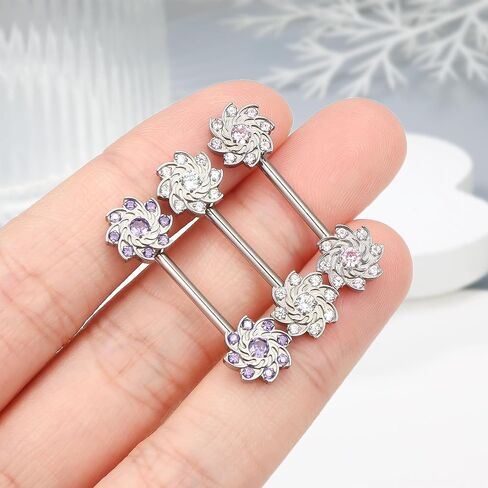 Ruifan Titanium Internally Threaded Nipple Piercing Jewelry Ring Jeweled CZ Opal Fun & Sun Tongue Rings Straight Barbell Body Piercing Jewelry for Women Men 14G 14MM With Straight Piercing Taper in Saudi Arabia