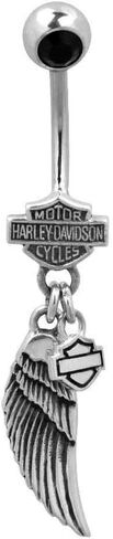 Harley-Davidson Women's Belly Jewel و Black Onyx Wing Bar & Shield Logo HDZ0058 in Saudi Arabia