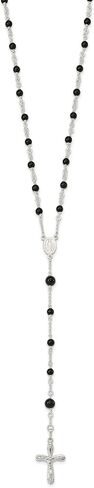 925 Sterling Silver Black Onyx Rosary Bead Bead Necklace in Kuwait