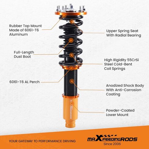 MaxPeedingrods Coilovers لـ Honda Accord LX ، SE ، LX-P 2008-2015 ، لـ Acura TSX 2008-2015 ، طقم تعليق Coilovers القابل للتعديل ، وامتصاص الصدمات المسبق ، و Gold Kit Mit in Saudi Arabia