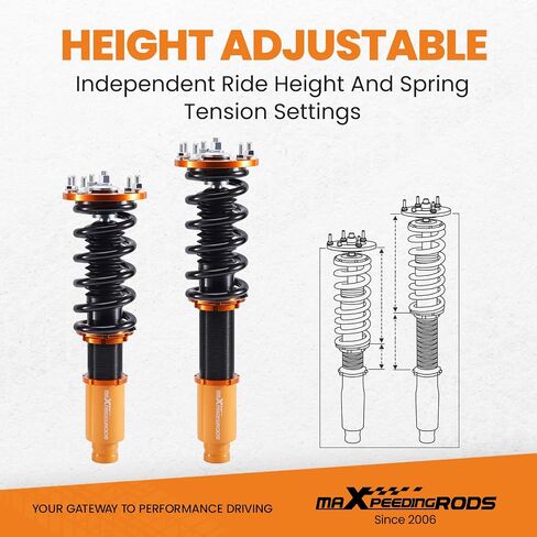MaxPeedingrods Coilovers لـ Honda Accord LX ، SE ، LX-P 2008-2015 ، لـ Acura TSX 2008-2015 ، طقم تعليق Coilovers القابل للتعديل ، وامتصاص الصدمات المسبق ، و Gold Kit Mit in Saudi Arabia