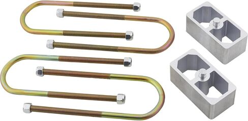 Speedway Motors Universal Leaf Spring Lowering Block Kit, 2 Inch, 2-1/2" Wide, 5" Long, Zinc-Plated U-Bolts, Premium Steel Construction for Long-Lasting Finish, Universal Fit in Kuwait