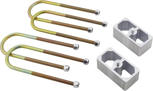 Speedway Motors Universal Leaf Spring Lowering Block Kit, 2 Inch, 2-1/2" Wide, 5" Long, Zinc-Plated U-Bolts, Premium Steel Construction for Long-Lasting Finish, Universal Fit in Kuwait