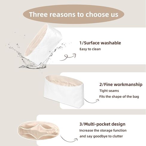 19Neat Thin Puzzle Bag Organizer Insert, Lightweight Portable Purse Inner Compatible with Loewe Puzzle Small Bag, Made of Waterproof Dupontpaper Surface and Silky Satin Lining (Puzzle Small, Craie) in Kuwait