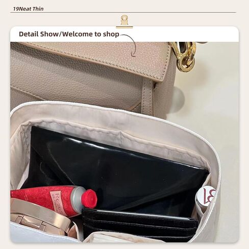19Neat Thin Puzzle Bag Organizer Insert, Lightweight Portable Purse Inner Compatible with Loewe Puzzle Small Bag, Made of Waterproof Dupontpaper Surface and Silky Satin Lining (Puzzle Small, Craie) in Kuwait
