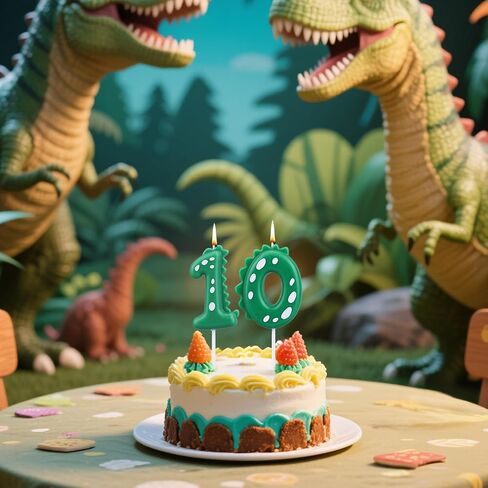 Dinosaur Birthday Candle, Green Number Candles for Cake & Cupcake Toppers Dino-Themed Party Decorations Birthday Supplies for Kids Boys (Number 3) in Saudi Arabia