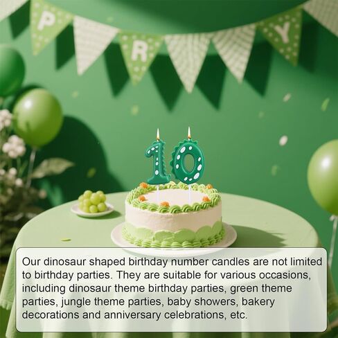 Dinosaur Birthday Candle, Green Number Candles for Cake & Cupcake Toppers Dino-Themed Party Decorations Birthday Supplies for Kids Boys (Number 3) in Saudi Arabia