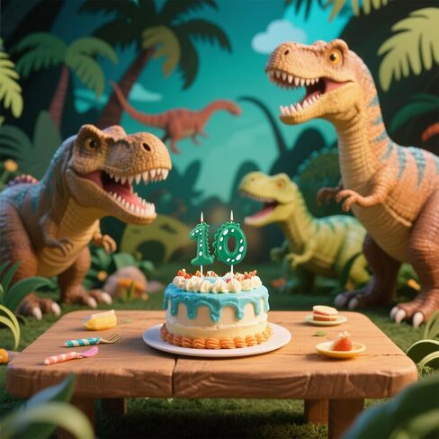 Dinosaur Birthday Candle, Green Number Candles for Cake & Cupcake Toppers Dino-Themed Party Decorations Birthday Supplies for Kids Boys (Number 3) in Saudi Arabia