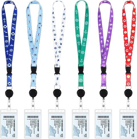 6 PCS Cruise Lanyards لبطاقات سفينة الرحلات البحرية ، حبل سفن Cruise Lanyard القابلة للسحب مع حامل شارة مقاوم للماء لـ Cruise Ships (نمط بسيط) in Kuwait