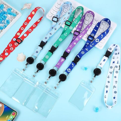 6 PCS Cruise Lanyards لبطاقات سفينة الرحلات البحرية ، حبل سفن Cruise Lanyard القابلة للسحب مع حامل شارة مقاوم للماء لـ Cruise Ships (نمط بسيط) in Kuwait