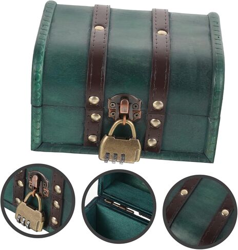SAFIGLE Vintage Wooden Jewelry Box with Lock Rustic Ring Organizer Boho Jewelry Storage Box Collectibles in Saudi Arabia