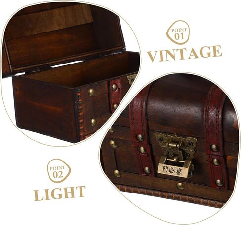 LIFKOME 6272a Vintage Treasure Chest Box Antique Wooden Jewelry Storage Case Lock Decorative Keepsake Organizer for Rings Earrings and Trinkets Handmade Dark Brown Finish in Saudi Arabia