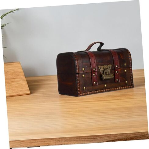 LIFKOME 6272a Vintage Treasure Chest Box Antique Wooden Jewelry Storage Case Lock Decorative Keepsake Organizer for Rings Earrings and Trinkets Handmade Dark Brown Finish in Saudi Arabia