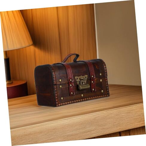 LIFKOME 6272a Vintage Treasure Chest Box Antique Wooden Jewelry Storage Case Lock Decorative Keepsake Organizer for Rings Earrings and Trinkets Handmade Dark Brown Finish in Saudi Arabia