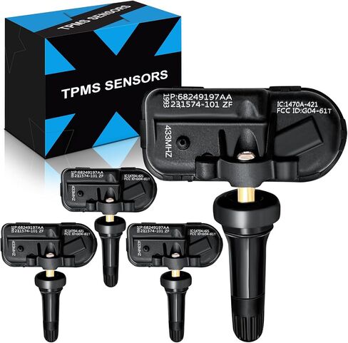 مستشعر TPMS المبرمج مسبقًا: -jeep cherokee لـ: -RAM 1500 2500 3500 ، 2014 2015 2015 2017 2018 2019 2020 2021 ، مستشعر نظام مراقبة ضغط الإطارات ، 68249197AA 68455824AB (4 PCS) in Saudi Arabia