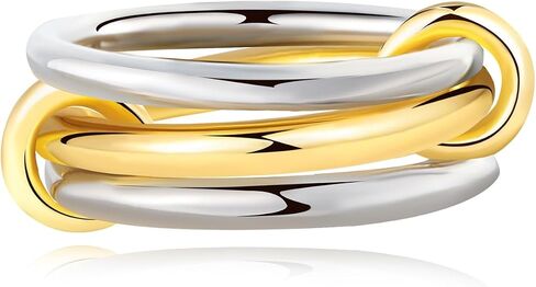14k Gold Silver Plated Stackable Rings for Women Minimalist Moissanite Cubic Zirconia Dainty Mixed Metal Two Tone Gemstone Stacked Diamond Rings Set Non Tarnish Statement Knuckle Jewelry in Kuwait