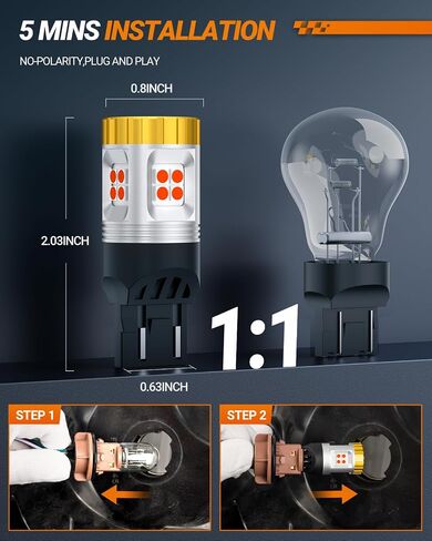 SEALIGHT 7443 LED Bulb for Turn Signal Lights, 1200% Super Bright 7440 7441 7444 T20 W21W LED Light Bulb Amber Yellow for Side Marker Light Bulb Replacement (2PCS) in Saudi Arabia