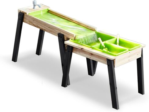 Kids 3 Sets Rushing River Falls Sensory Table, Wood Sand Playset for Kids, Outdoor Wooden Toy Play Water Set for Boys and Girls, Picnic Table for Outdoor Backyard Splash (Natural2) in Saudi Arabia