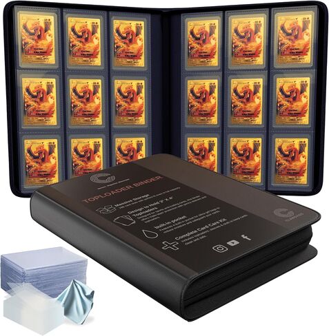 Toploader Binder for Trading Cards & Sports Cards | Top Loader Binder for Cards with Care Kit | TCG Binder 252 Pockets 25 Toploaders & Penny Sleeves | Trading Card Binder - Pokemon, Yugi-Oh & More in Kuwait