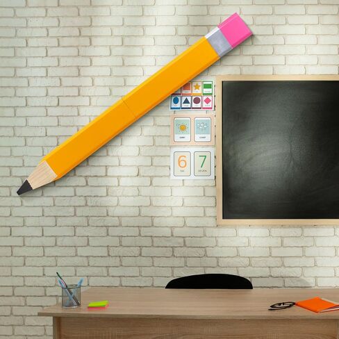 Yousoontic 31.5 Inch Giant Pencil Wall Art Wooden Jumbo Pencil Back to School Party Decoration Yellow Pen Props Preschool Kindergarten Graduation Classroom Decor for Home School Supplies in Saudi Arabia
