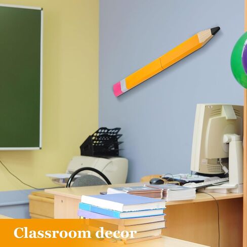 Yousoontic 31.5 Inch Giant Pencil Wall Art Wooden Jumbo Pencil Back to School Party Decoration Yellow Pen Props Preschool Kindergarten Graduation Classroom Decor for Home School Supplies in Saudi Arabia