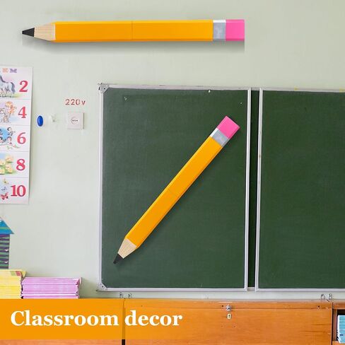 Yousoontic 31.5 Inch Giant Pencil Wall Art Wooden Jumbo Pencil Back to School Party Decoration Yellow Pen Props Preschool Kindergarten Graduation Classroom Decor for Home School Supplies in Saudi Arabia