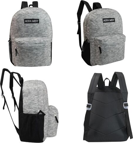 12-Pack 17" Sport Backpacks with 52 Piece School Supplies Kits - Pens, Pencils, Crayons – Bulk Bundle for Elementary, Middle, and High School Students, 12 Assorted Styles in Kuwait
