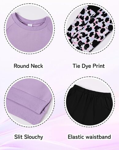 Kids Girls Clothes Long Sleeve Leopard Print Sweatshirts and Legging Pant Girls' Pants Set Fall Winter Outfit Set 6-14T in Kuwait