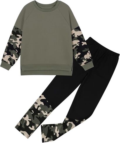 Kids Girls Clothes Long Sleeve Leopard Print Sweatshirts and Legging Pant Girls' Pants Set Fall Winter Outfit Set 6-14T in Kuwait
