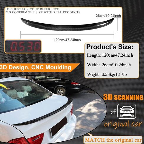 McArgar Kit E90 Real Carbon Fiber Trunk Spoiler for BMW 3 Series E90 M3 سيدان 2008-2012 و E90 سيدان 2006-2011 325I 328I 330i 335i CF Boot Boot Lid Highkick Highkick Wing Wing Lip Factory Factory in Saudi Arabia