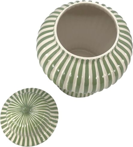 Galt International 18 "Green Candy Stripe Ginger Jar W/Lid - عيد الميلاد ديكور ديكور المنزل ديكور غرفة المعيشة in Kuwait