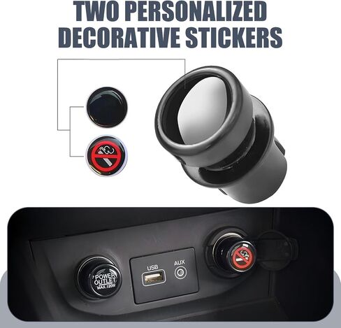 2 PCS Car Carette Wighter Cloved ، غطاء مقبس سجائر مضغوط للتربة ، غطاء أخف وزخرفة للنمط الزخرفي ، Universal لمعظم سيارات سيارات سيارات الدفع الرباعي (أسود) سيارات الدفع الرباعي in Saudi Arabia